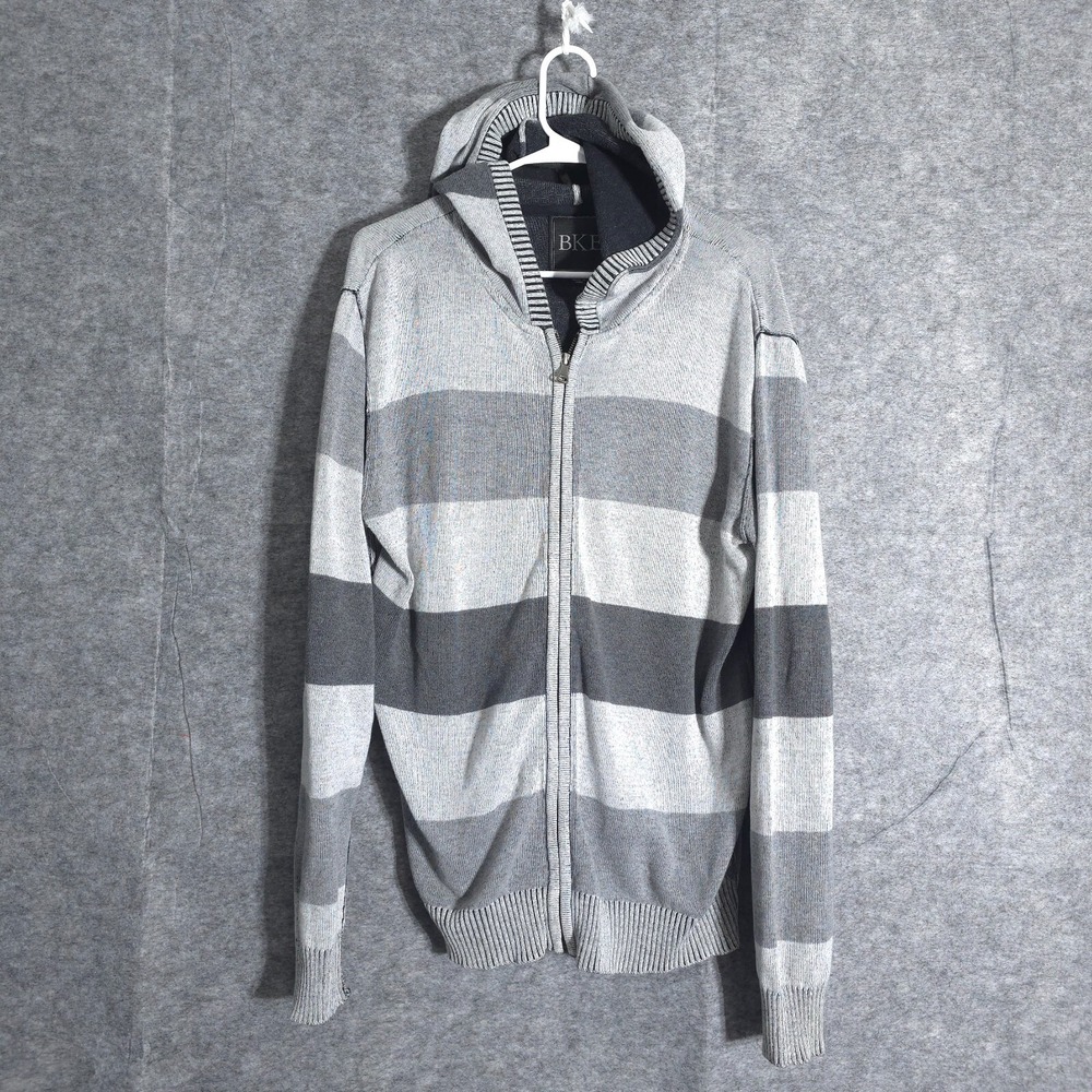 BKE Buckle Sweater Mens XL Gray 1/4 Zip raglan Cotton Long Sleeve Pullover